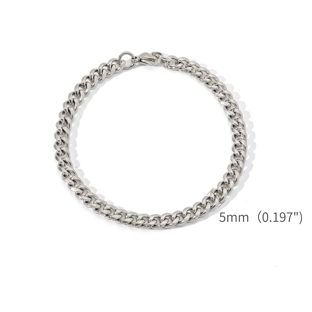 Gold Color Stainless Steel Cuban Chain Mens Bracelet Simple Retro For Women Hip Hop Jewelry Trend Accessories Gift 251010