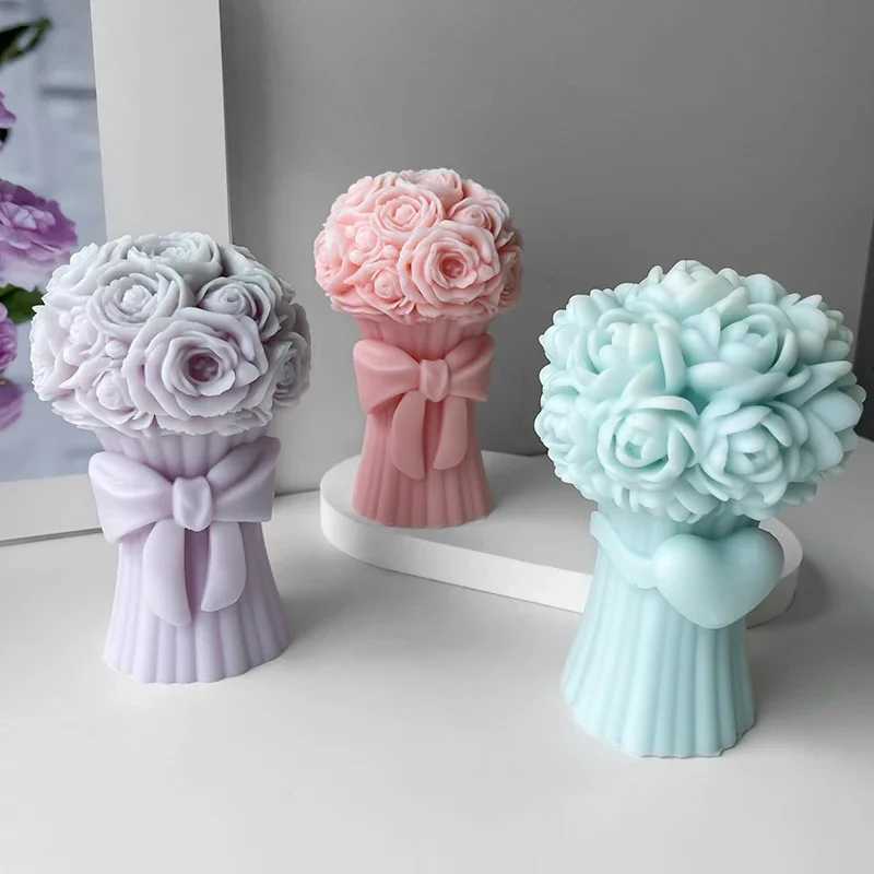 3D Flower Bouquet Silicone Mold Scented Candle Plaster Ornaments Mould Rose Flower DIY Valentines Day Gift Wedding Decoration C251015