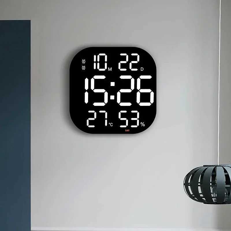 13inch LED Large Digital Wall Clock with Remote Control TEMP Humidity Week Auto Dimmer 1224H Alarm Clock for Home Office Decor C251015