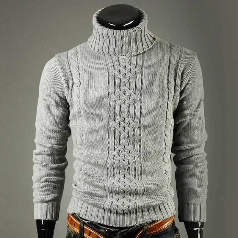2024 European and American Mens Thickened Highneck Sweater Autumn and Winter Trendy Longsleeved Knitted Shirt J251015