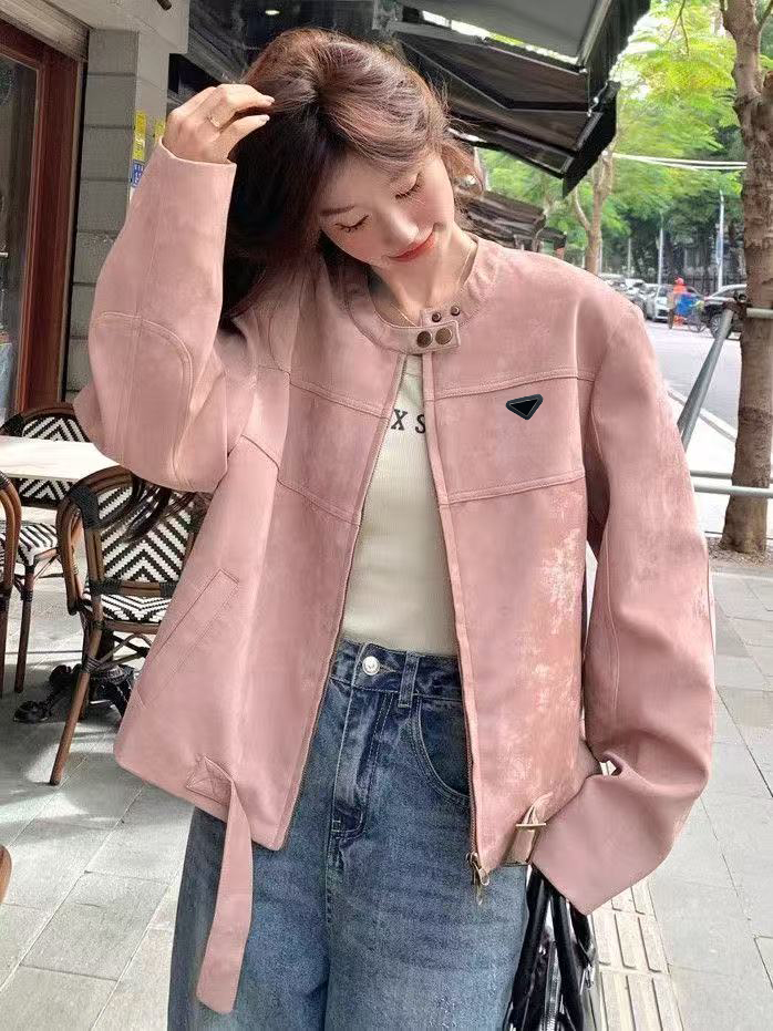 Women's Jackets Designer Niche High-End Feel Petite Solid Color Eco-Friendly Suede Leather Jacket Coat 2025 New Model H34J