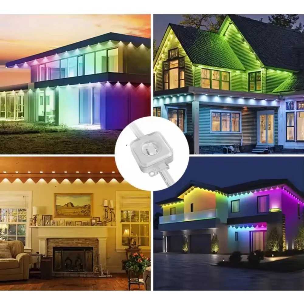 300ft 180LEDS Permanent Outdoor Lights Smart Eave Lights App Remote IP67 Waterproof RGBIC LED Strip Lights for House Roof Decor X251015