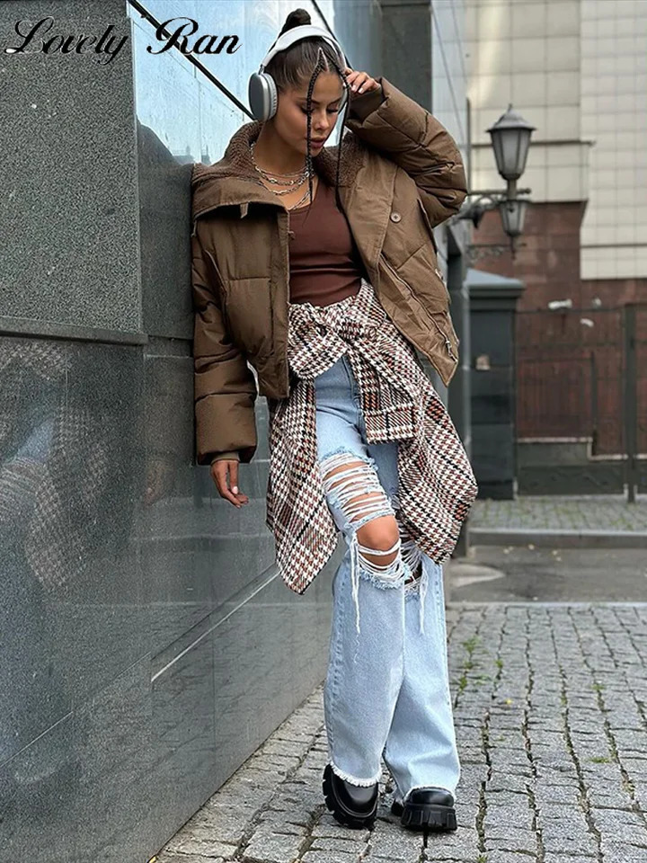 Preppy Solid Women Short Coat Elegant Long Sleeve Lapel Zippers Pocket Female Thicken Jacket Autumn Winter Lady Outwear 251011