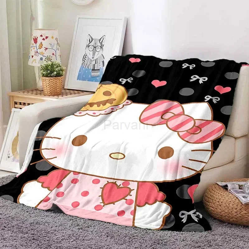Sanrio Sanrio Hello Kitty Custom Blanket Fluffy Throw Children Adults Warm Soft Quilt Sofa Plush Bedspread Throw Blanket for Sofa Bed H251108
