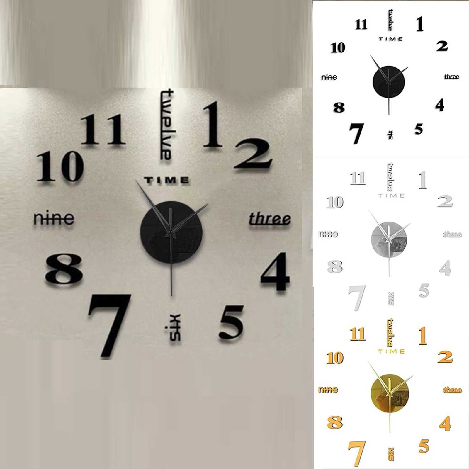 3D Wall Clock Mirror Wall Stickers DIY Wall Clocks Modern Design Mute Quartz Needle Watch reloj de pared Home Decor HOT C251015