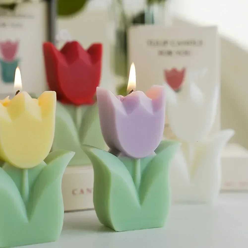 Creative wedding guest gift candles tulip flower aromatherapy candle aesthetic room decor aromatic candles girl birthday gifts C251015