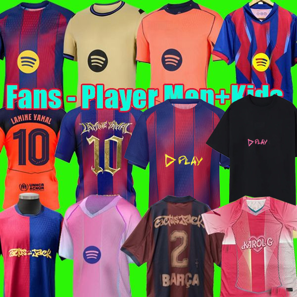 25 26 LAMINE YAMAL LEWANDOWSKI soccer jerseys men kids black football shirts kit 2025 2026 Camiseta sets Travis pink goalkeeper RASHFORD