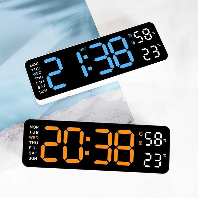12 Inch Smart Mute LED Electronic Night Alarm Wall Clock Modern Desk Clock Minimst Thermometer Calendar Time Cube Home Decor C251015