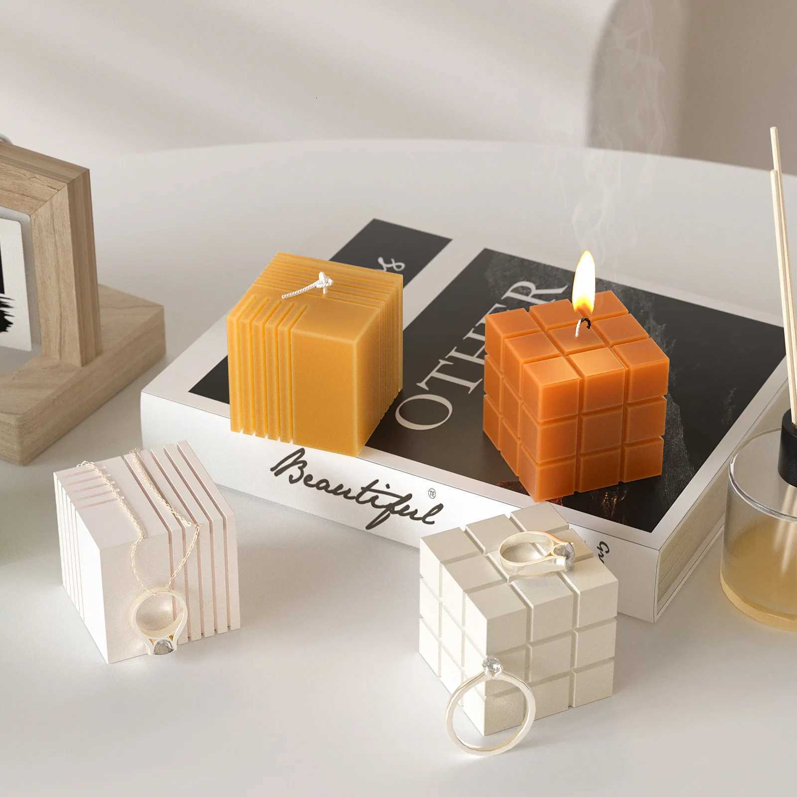 Cube Candle Silicone Mold Creative Geometric Rubiks Cube Candle Mould DIY Handmade Plaster Soap Square Molds Home Decor C251015