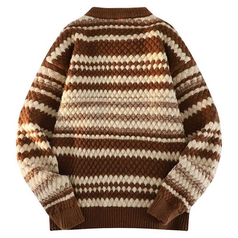 Autumn and Winter New Long Sleeved Round Neck Striped Pullover Sweater Versatile Breathable Fashionable Casual and Warm Top J251015