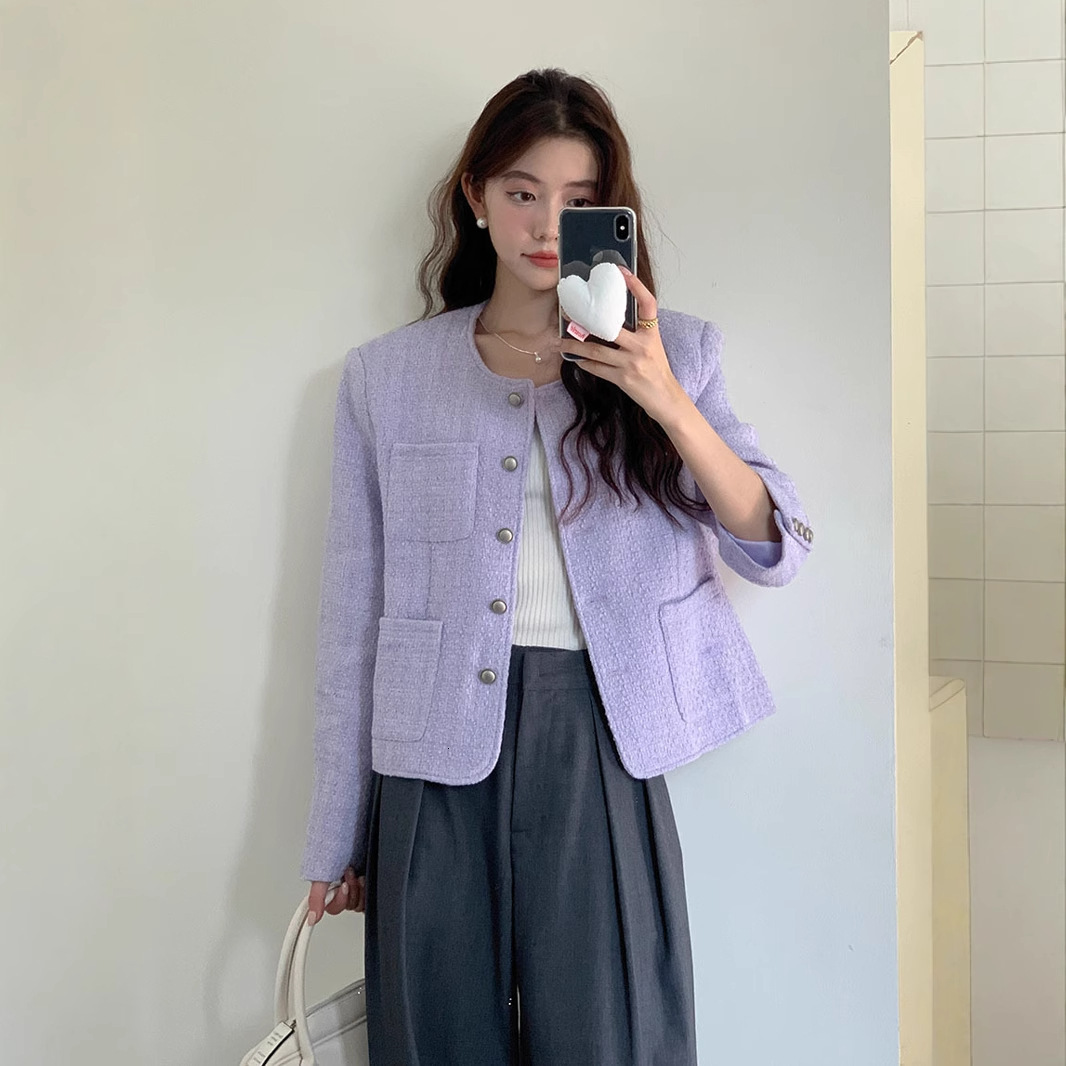 2025 Autumn/Winter Designer Coat New High end Women's French Korean Short fashion Style Purple Fashion New High end Short Style Coat