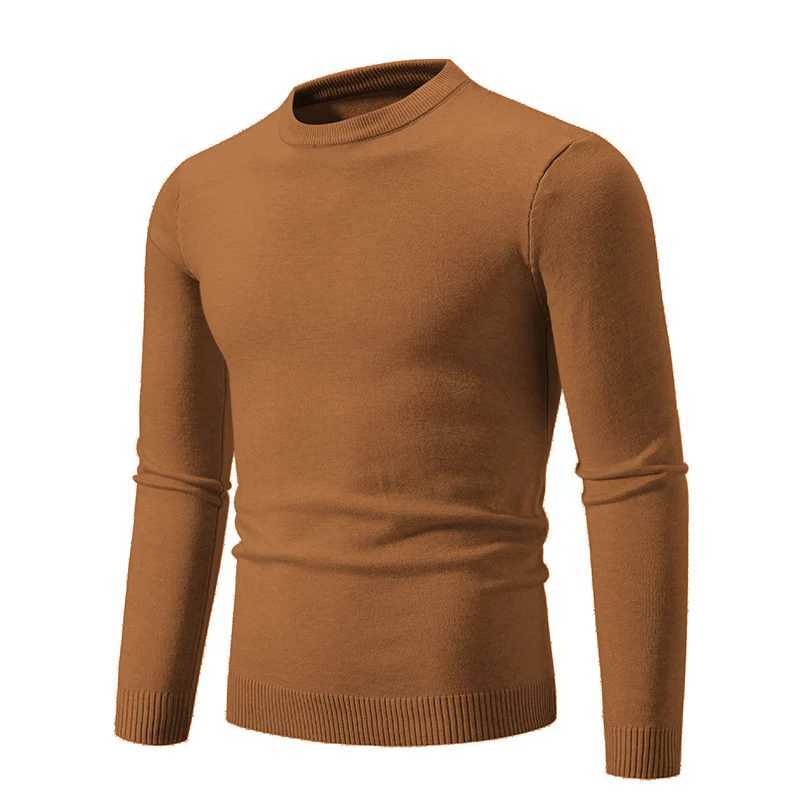 Autumn Mens Knitwear Thin Basic Elastic Slim Fit Inner Layer Thin Sweater Solid Color Casual Versatile J251015