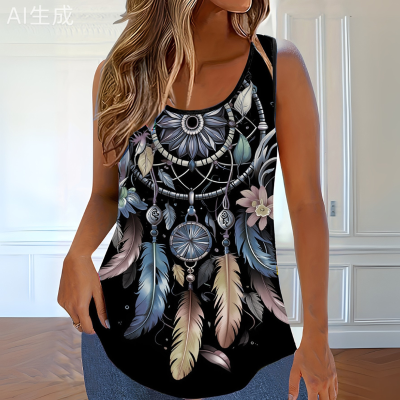 Women's Allover Print Tank Tops Sleeveless Boho Cami for Women Summer Casual Streetwear Plus Size S-XXL-CF40698