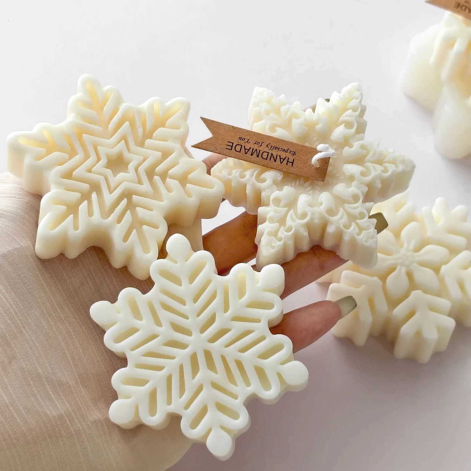 Snowflake Candle Silicone Mold DIY Christmas Soap Wax Melt Mold Aroma Stone Decor Handmade Craft Gift Home Decor Holiday Ornamen C251015