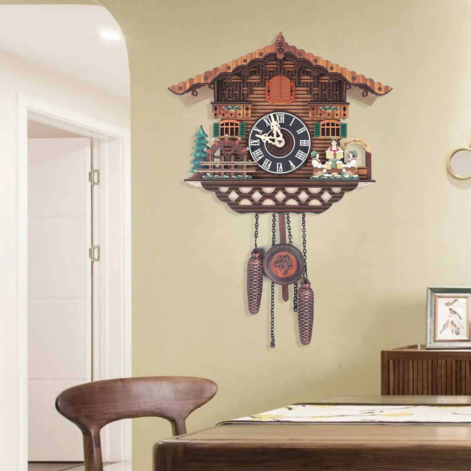 Bird Cuckoo Wall Clock with Swing Auto Wings Wooden Quartz Home Decor Battery Operated RC02 C251015