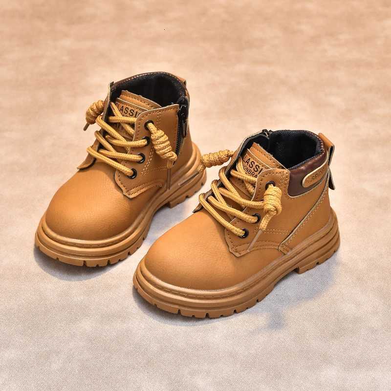 Kids Ankle Boots Side Zipper Round Toes Children Short Boots Waterproof 2025 New Fashion Boys Girls Leather Boots Pu Soft BottomT251015