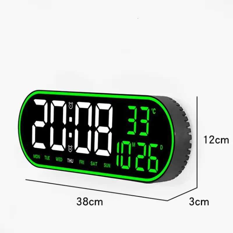 LED Digital Wall Clock Remote Control Electronic Mute Clock with Temperature Date Week Display 15inch Timing Function Clock C251015