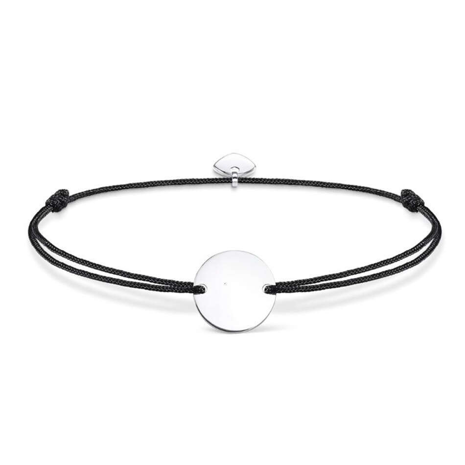Circle Hand Mirror Stainless Steel Round Plate Braided Rope Bracelet for Women Ins Jewelry Can Be Engraved Diy ddmypluto