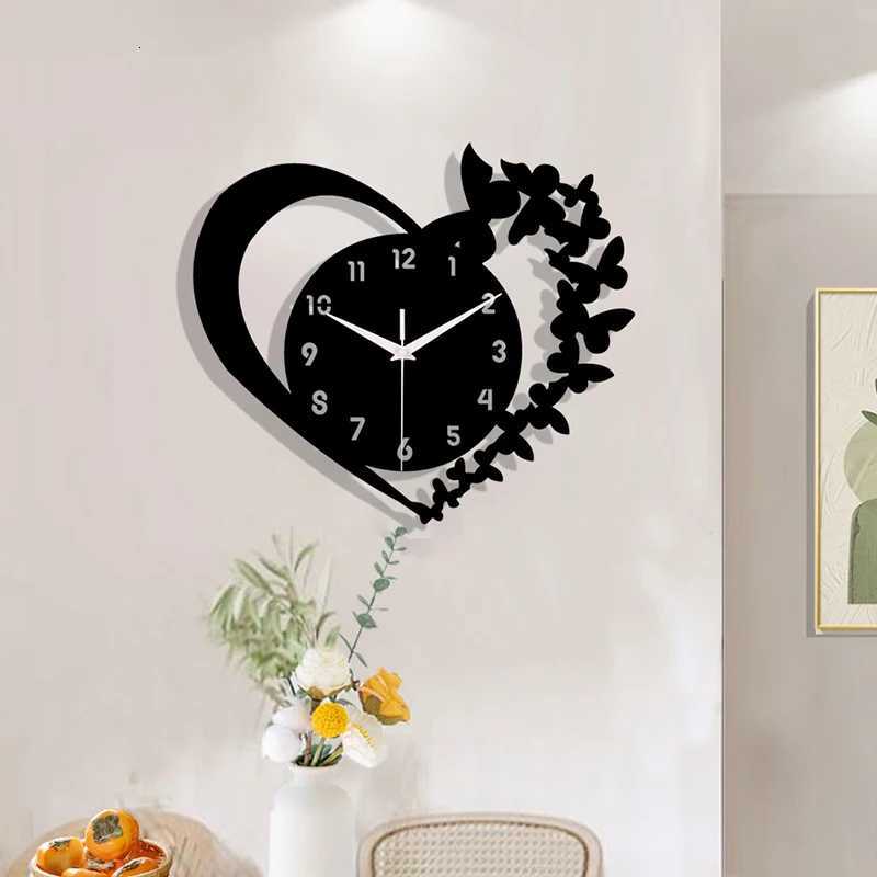 Heart shaped frameless design acrylic silent clock living room bedroom home decoration Mothers Day New Year Easter gift C251015