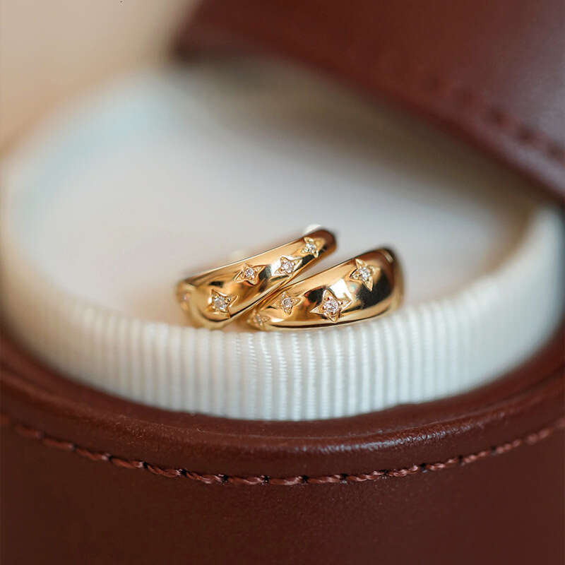 Earrings Designer for Women Luxury jewelry Four pointed star earring Zircon inlay 925 silver plated with 14K gold Exquisite Unique Festival Vacation g