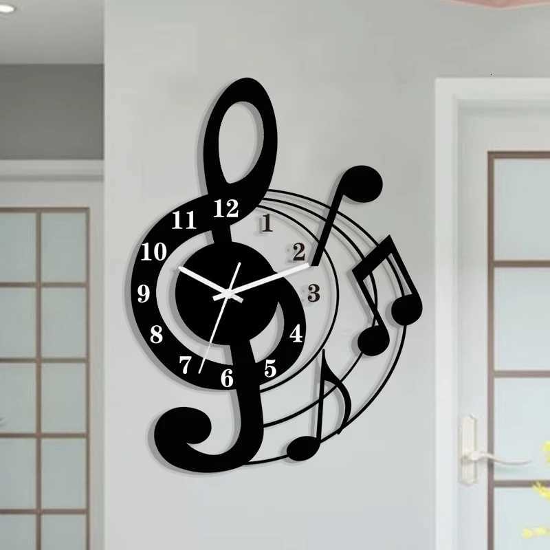 Music note wall clock acrylic mute wall clock is suitable for home living room bedroom room decoration wall clock C251015