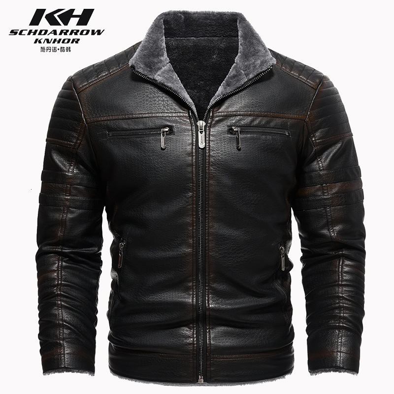 iSurvivor Men Winter Thick Fleece PU Leather Jackets Coats Hombre Male Casual Fashion Slim Fit Large Size Zip Jackets Men 201218