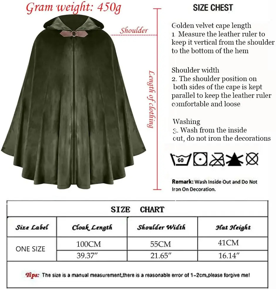LVOW Medieval Velvet Hooded Cloak Renaissance Cape with Hood Vintage Capelet Halloween Sorcerer Costume251014