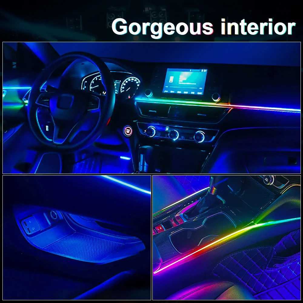 6101418 in 1 Led Car Ambient Lights RGB 213 64 Color Acrylic Strips Symphony Streamer Interior Atmosphere Lamp Control By App X251015
