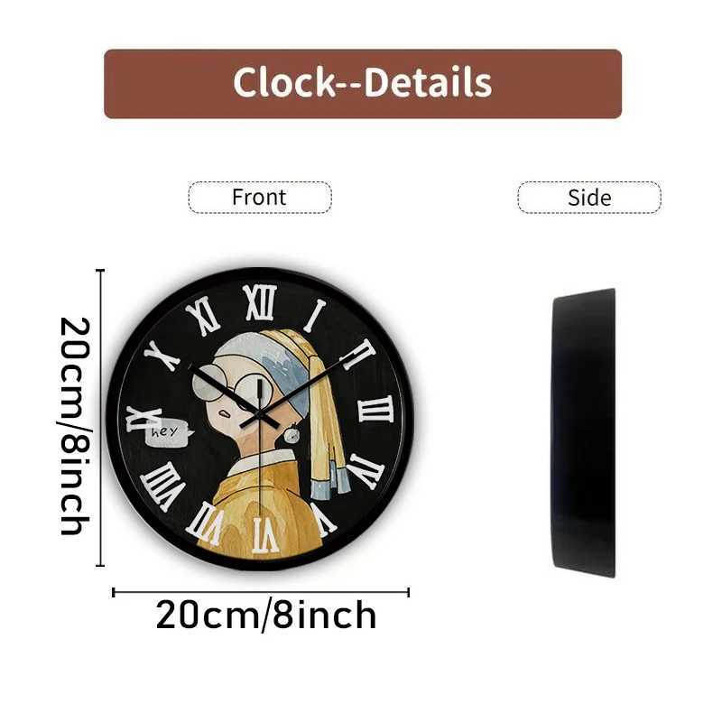 Girl Pearl Earrings Cartoon Round Silent Hanging Wall ClockSuitable For Living RoomSchoolStudy RoomBedroomChildrens Gifts C251015