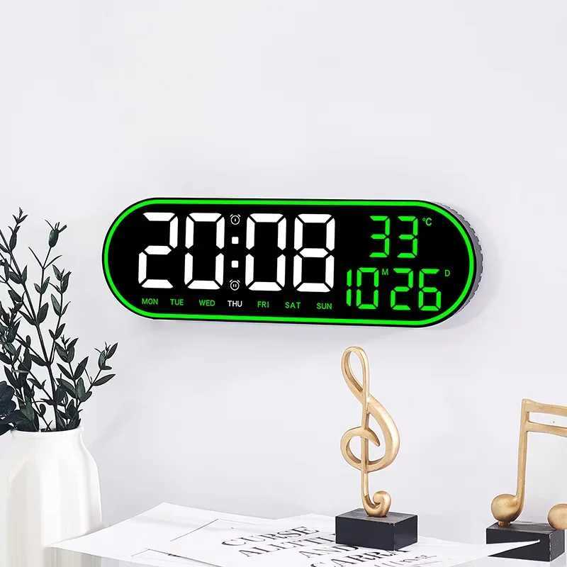 LED Digital Wall Clock Remote Control Electronic Mute Clock with Temperature Date Week Display 15inch Timing Function Clock C251015