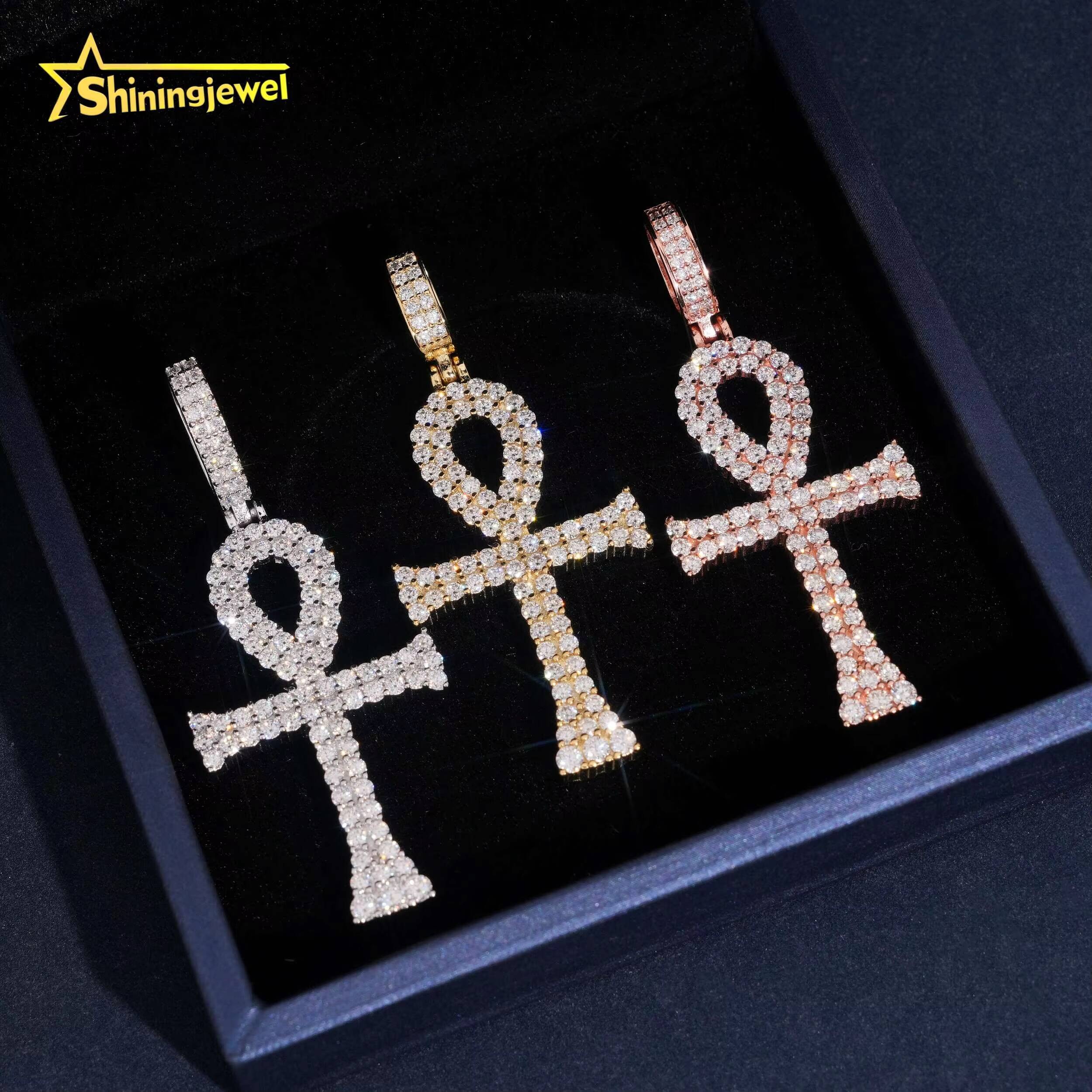 GRA Certificate Ready to Ship 925 Sterling Silver Hip Hop Allah Mens Moissanite Cross Pendant