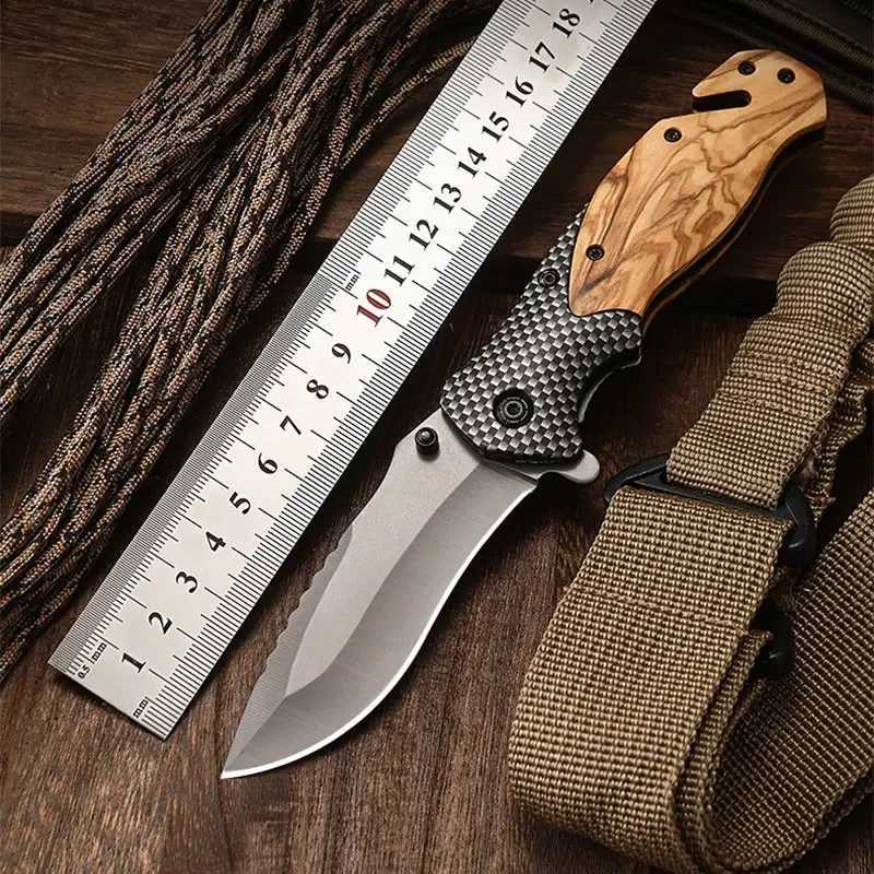 High Hardness Outdoor Folding Knife Wilderness Portable Tactical Straight Knife Carry Multifunctional Folding Knife Outdoor Tool H251015