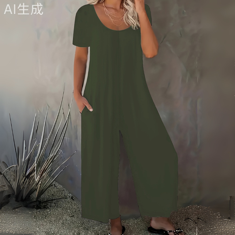 Womens Beesqueee Sleeveless Jumpsuit Soft Milk Silk Fabric, Pocketed Holiday WearCF50355