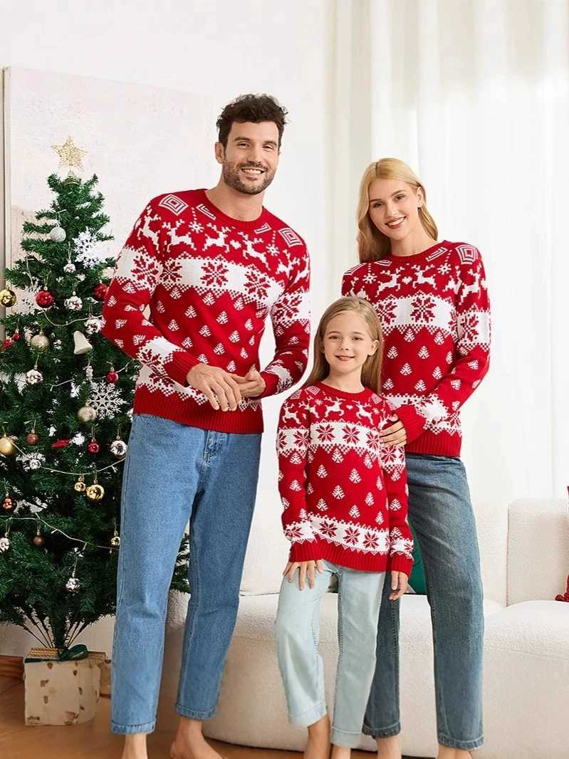 Christmas Knitted Sweater Women Fashion Christmas Party Parentchild Outfit Long Sleeve O Neck Knitwear Pullover Sweaters 2025 J251015