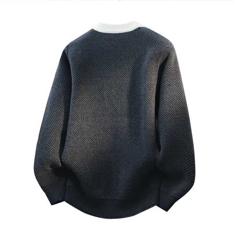 Simple Style Pullover Cardigan Male 2025 New Patchwork Design Knit Sweater Autumn Winter Multi Size Oversized Clothing for Man J251015