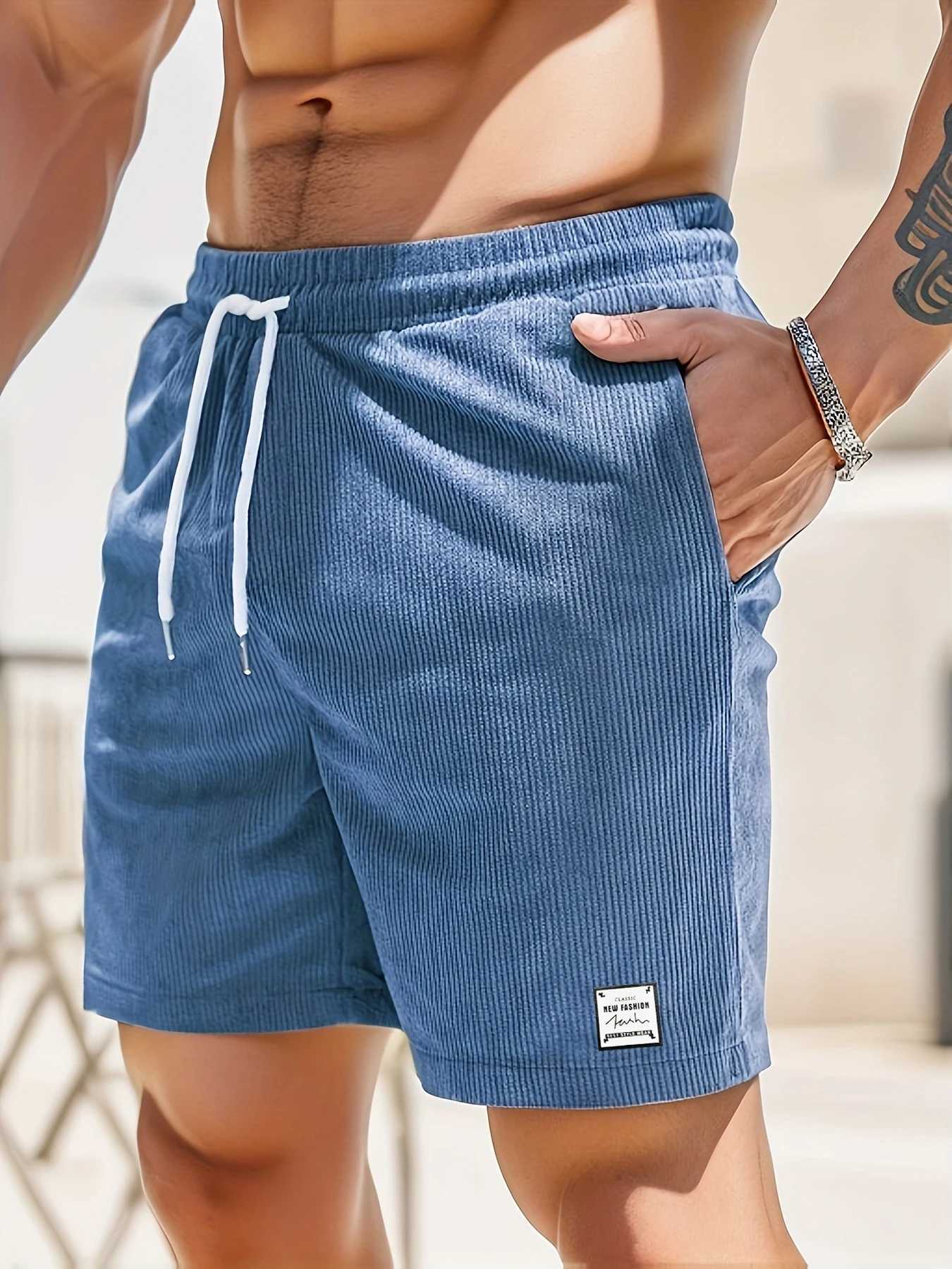New Mens Fitness Lightweight Sweatpants Summer Casual Pockets Shorts Basic Solid Color Short Pants Jogging Beach Shorts MenT251015