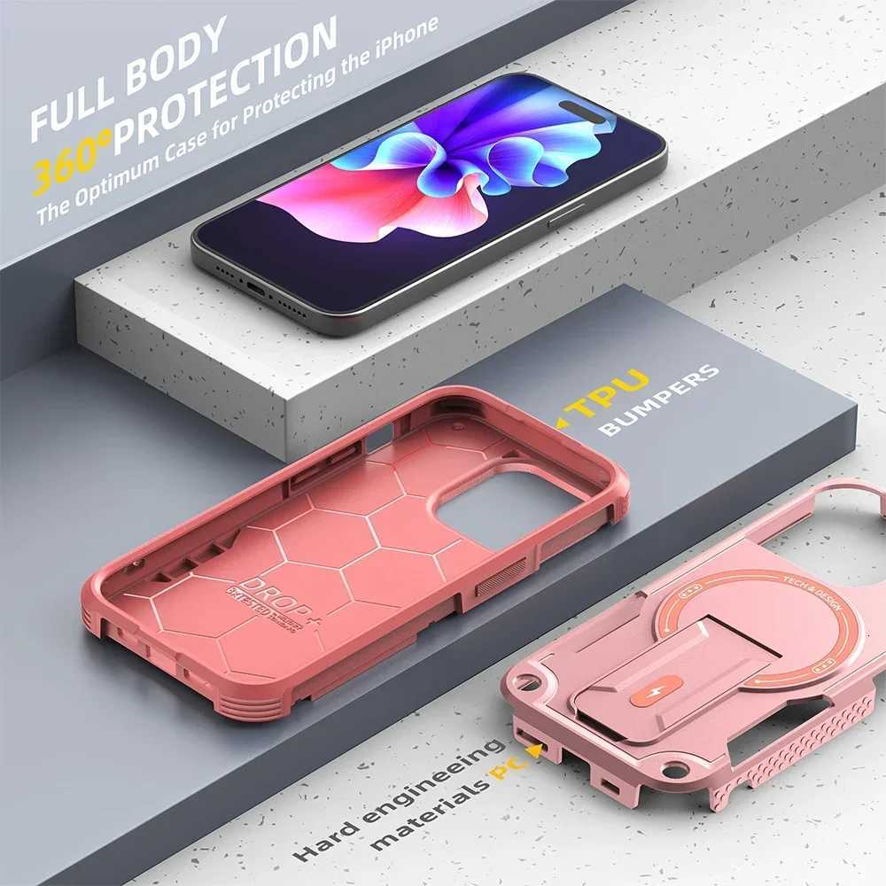 ARMor shell Stand Invisible Hard Antifall Phone Case For iPhone17 Pro Max 16E 15 14 13 12 Pro Plus Military style Cover T251015
