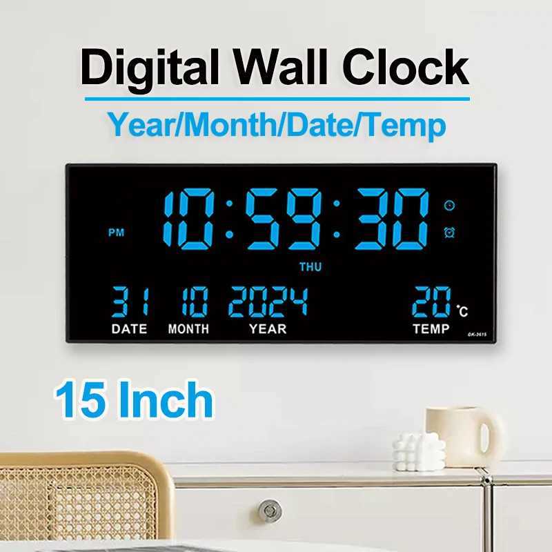 Digital Large Wall Clock Alarm Temperature Date Calendar Display 8 Sets of Alarm Clocks 14 Electronic LED Clock Plug in Use C251015