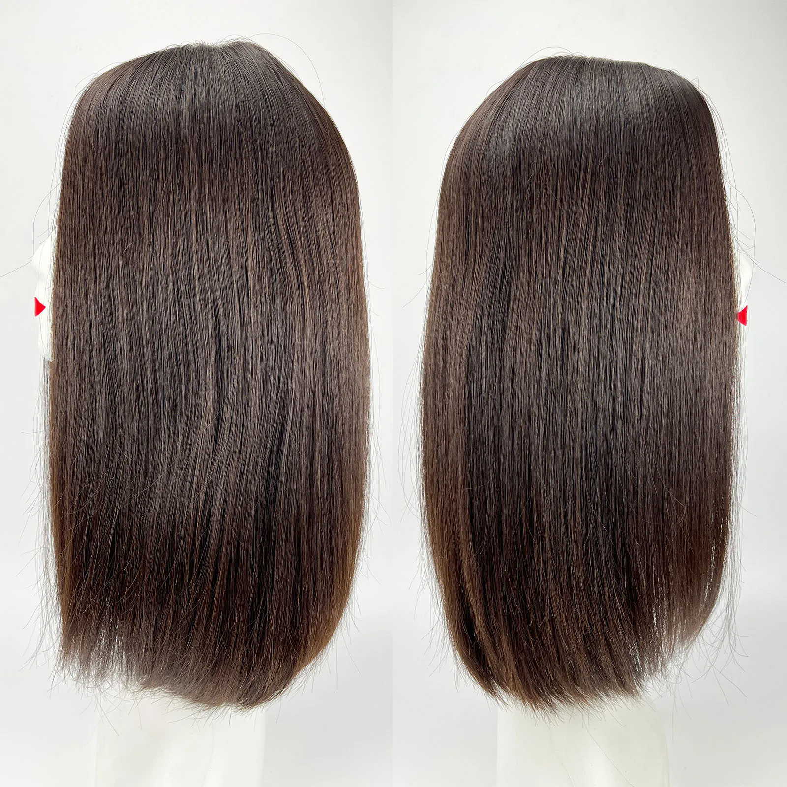 Jewish Topper Soft Silky European Virgin Human Hair Silk Top Kosher Sheitels Brown Hair Piece for White Women Topper