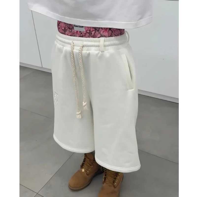 2025 New summer double waistband shorts Hiphop Harajuku style casual midlength shorts drawstring shorts for men and womenT251015