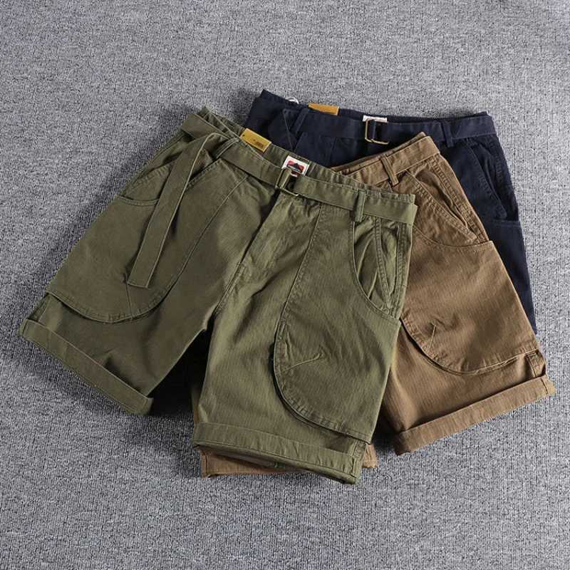 American Shorts Summer Threedimensional Washed Breeches Mens Casual Half Pants Japan Retro Cityboy Workwear ShortsT251015