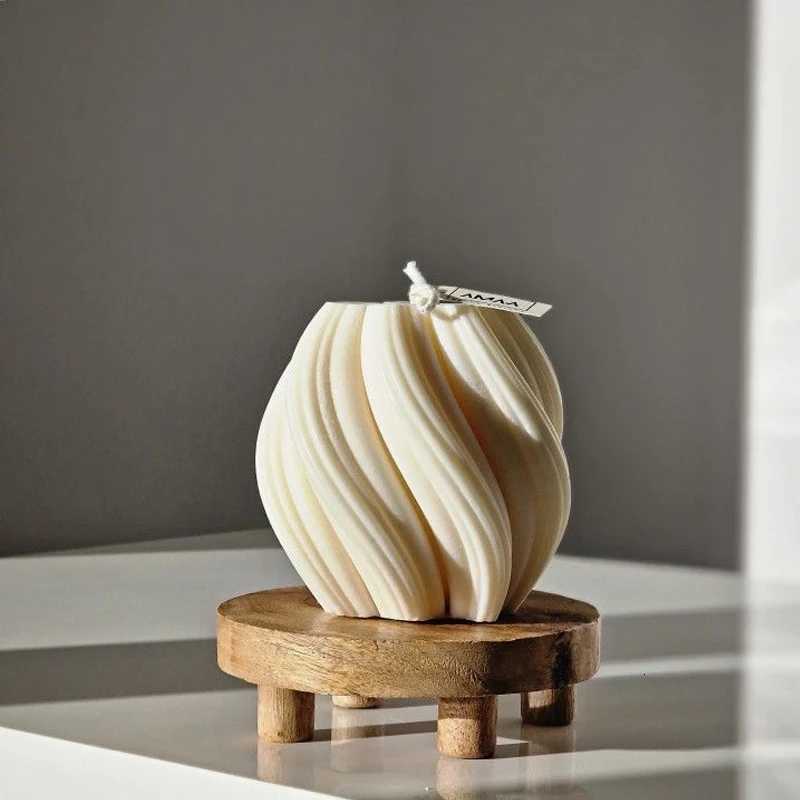 Geometric Wave Aromatherapy Candle Silicone Mold Twisted Spiral Abstract Craft Plaster Resin Mould Candle Making Supplies C251015