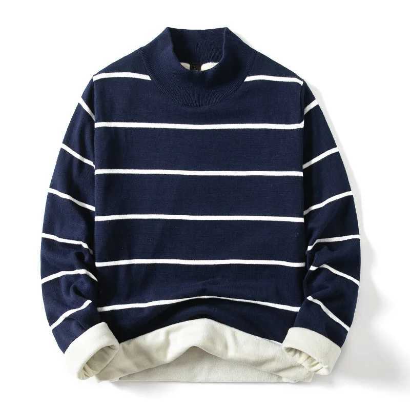 Fashion Pullover Navy Black Striped Knitted Sweater Men Womens Autumn Winter Round Neck Casual Korean Trend Cotton Clothing J251015