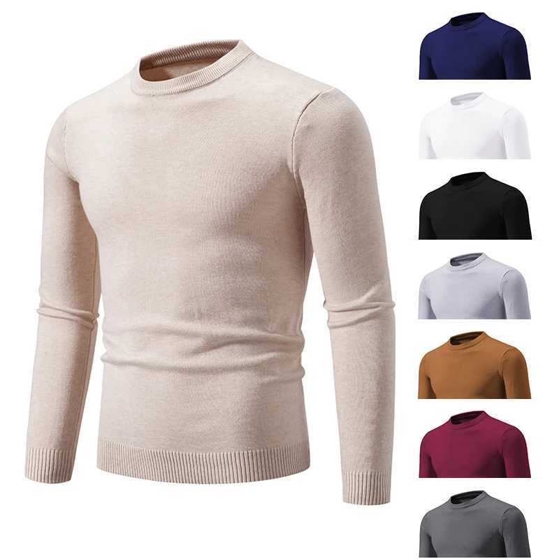 Autumn Mens Knitwear Thin Basic Elastic Slim Fit Inner Layer Thin Sweater Solid Color Casual Versatile J251015