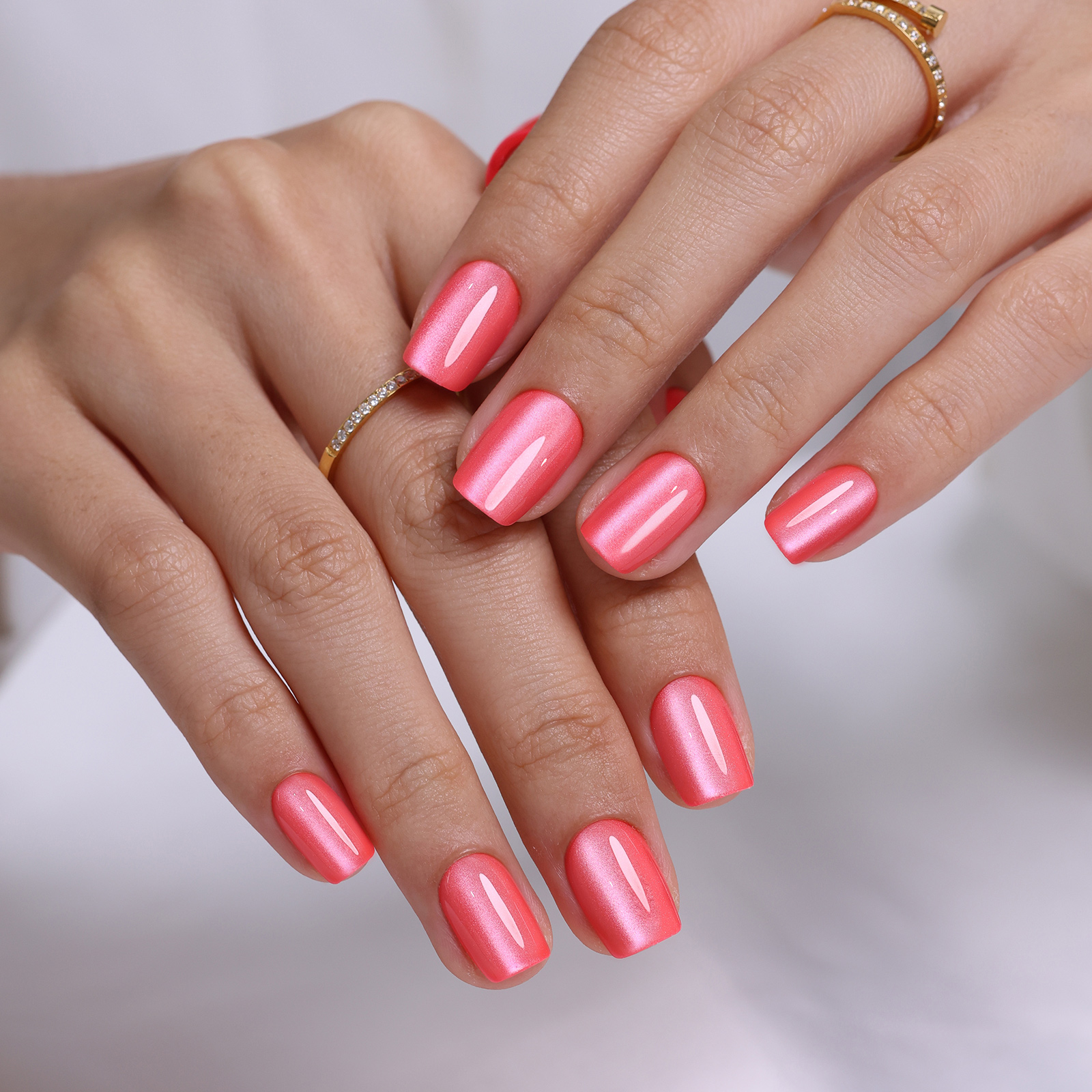 Pink Cat Eye Soft Gel Press-On Nails: Set of 32 Reusables + Adhesive | Variety Pack Available