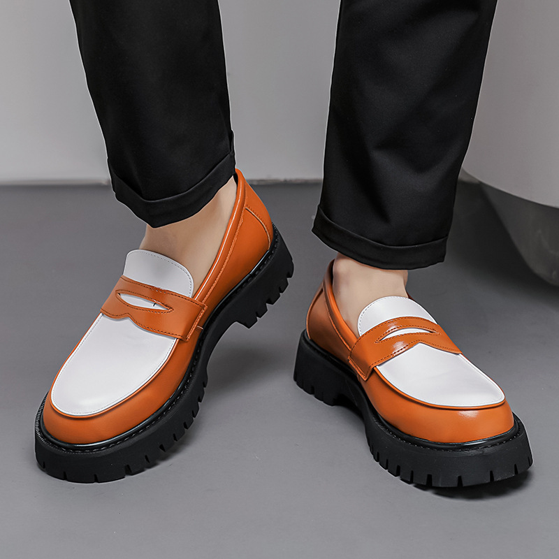 Free shipping Designer Dress Shoes Four season fashionable versatile highquality thick soled high rise leather shoes comfortable mens shoes brown blac