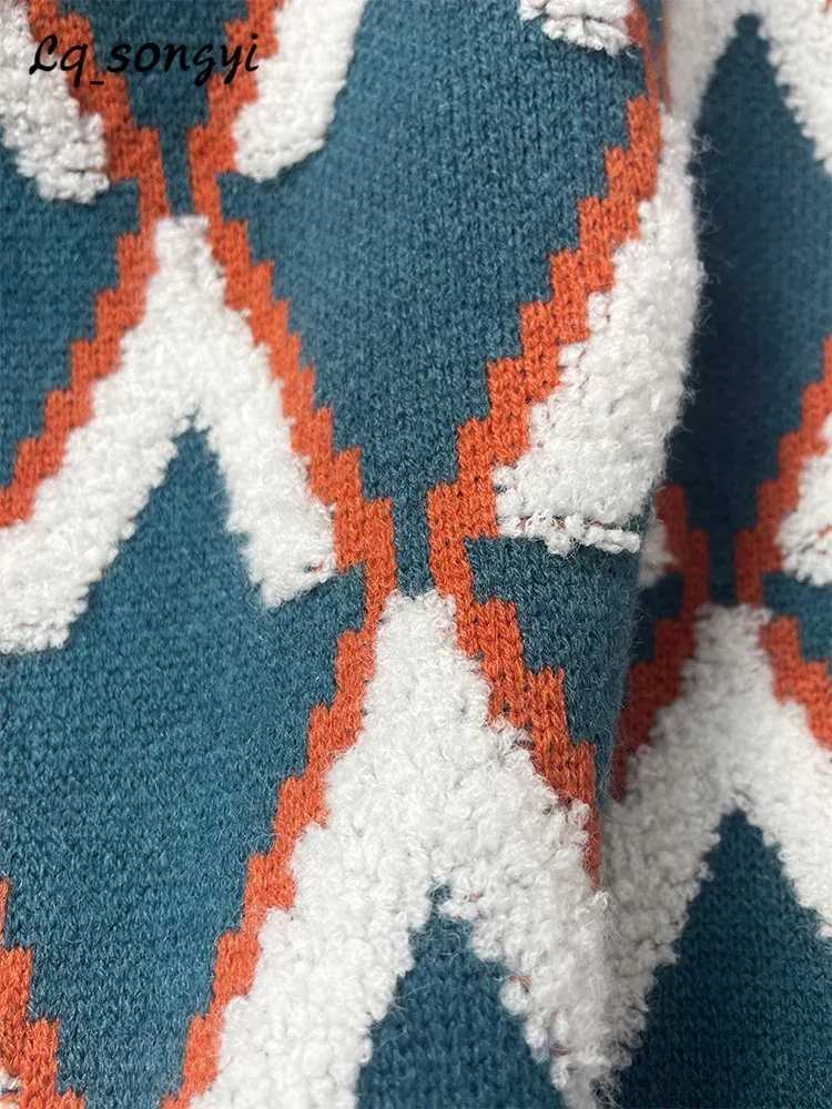 Oversized Sweaters Plaid Thicken Knitted 2024 Winter Pullover Knitted Coats Jackets Vintage Warm Turtleneck Jumper LQ1 J251015