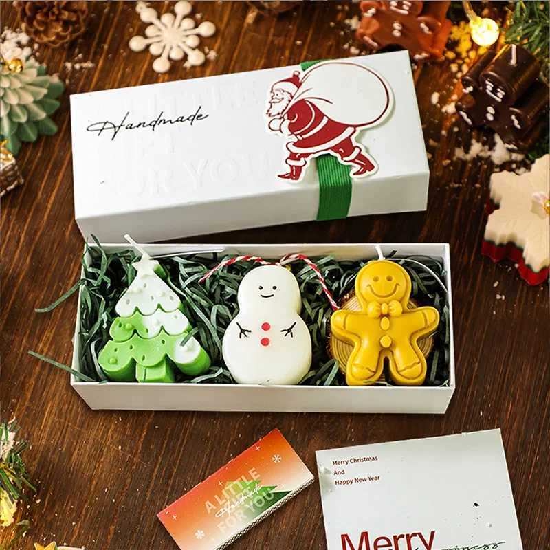3pcs Set Christmas Shaped Scented Candle Handmade Aesthetic Cute Deer Aroma Soy Wax Cute Decorative Large Candle Holders Pillar C251015