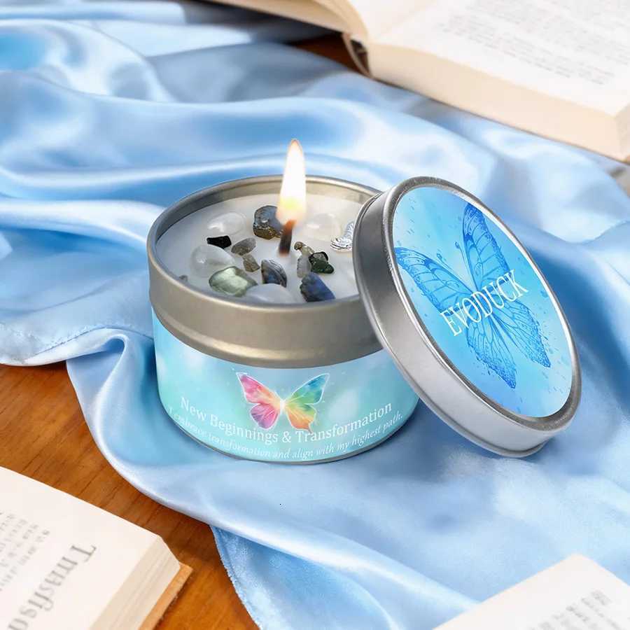 Lemon Mint Scent with Crystals Scented Candle for Gifting Female Friends Suitable for ChristmasHalloween Home Meditation C251015