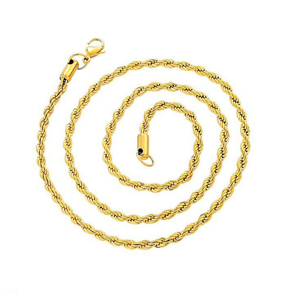 Stainless Steel Rope Chain Necklace for Men Women Hip Hop Gold Thick Chain Necklaces Waterproof Popular Fashion Jewelry Gift 2MM 3MM 4MM 5MM
